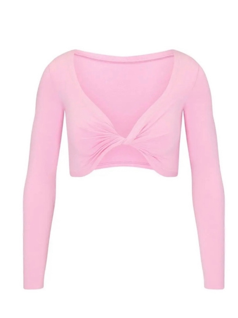 SKIMS Light Pink Twist-Front Long Sleeve Crop Top